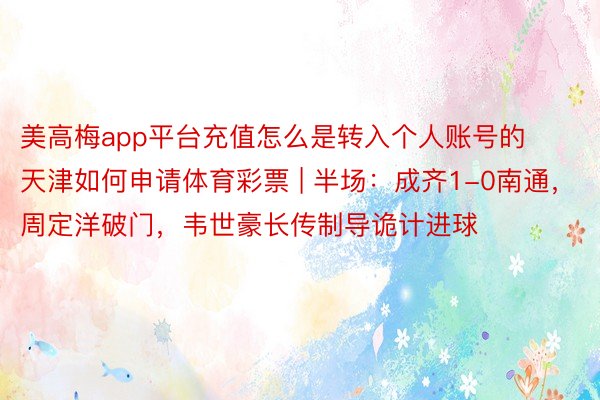 美高梅app平台充值怎么是转入个人账号的天津如何申请体育彩票 | 半场：成齐1-0南通，周定洋破门，韦世豪长传制导诡计进球