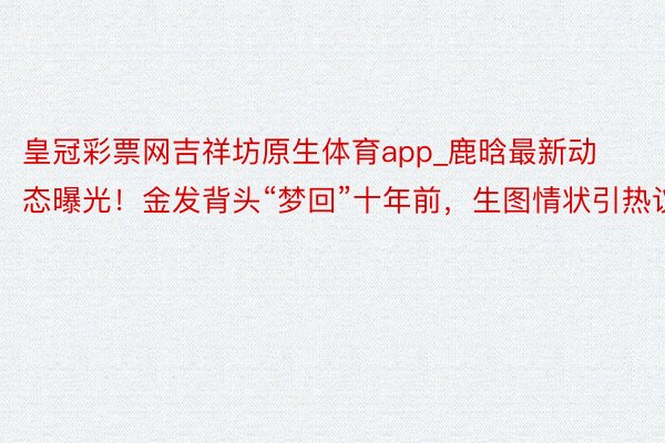 皇冠彩票网吉祥坊原生体育app_鹿晗最新动态曝光！金发背头“