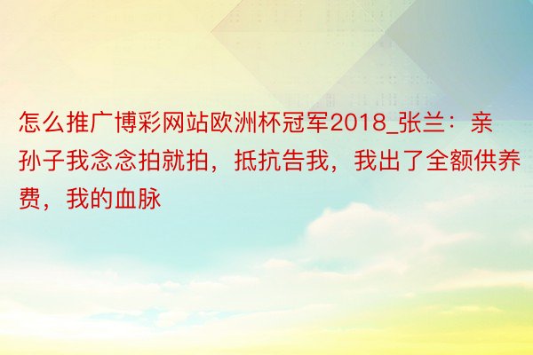 怎么推广博彩网站欧洲杯冠军2018_张兰：亲孙子我念念拍就拍